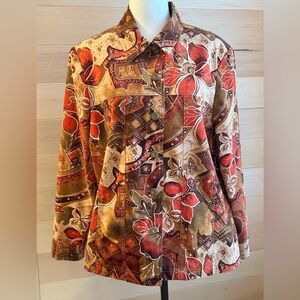 Alia button up jacket size 16p, pockets,boho, 100 % polyester, multicolour